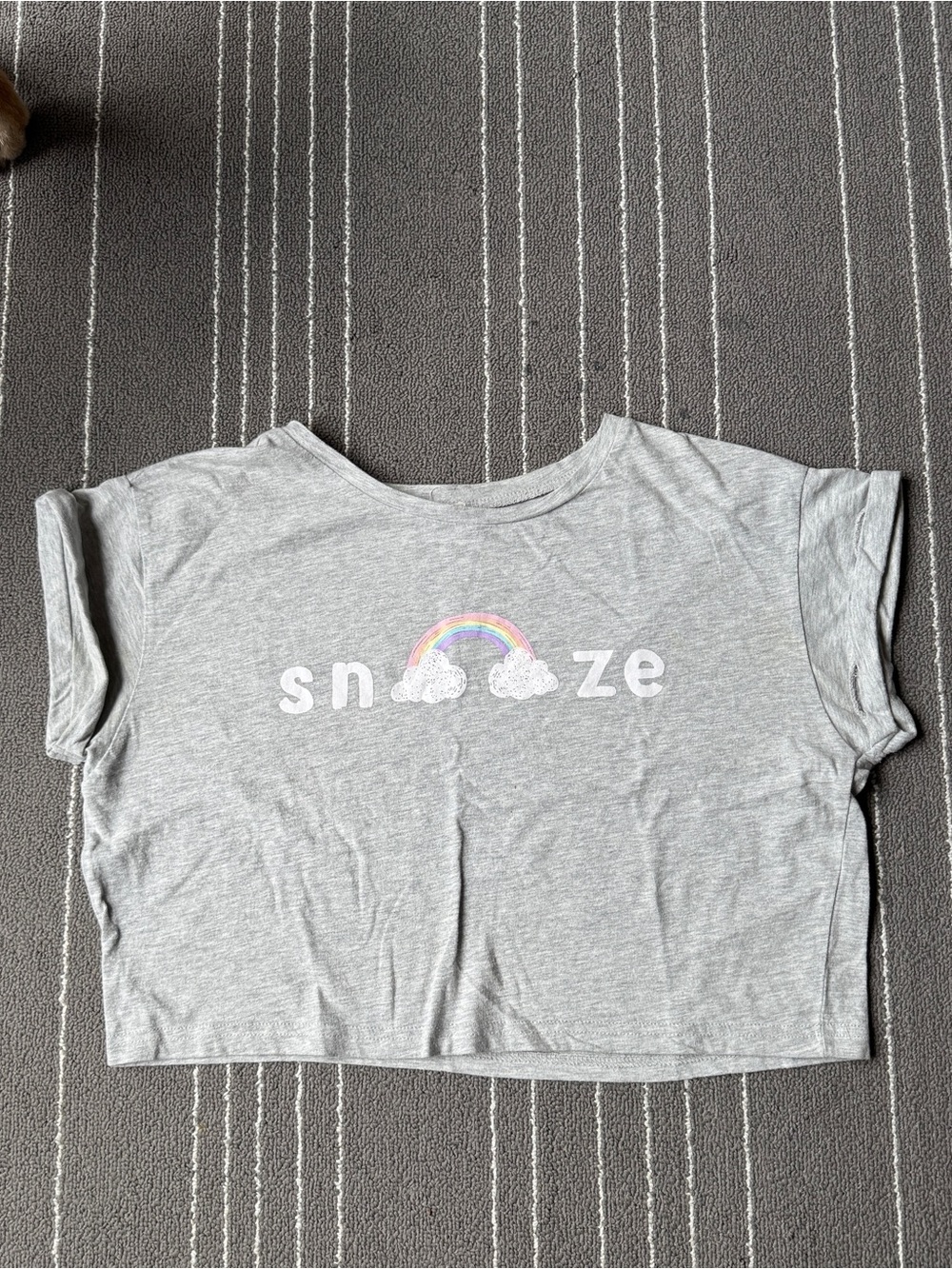 Garage Grey Rainbow 'Snooze' Graphic Crop Top